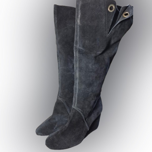 Kate Spade Tall  Black Suede Boots - Picture 2 of 9